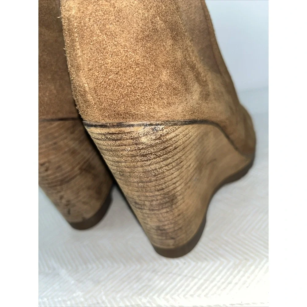 Michael Kors Womens 8.5 M The Chelsea Brown Suede Leather Casual Wedge Boot Heel